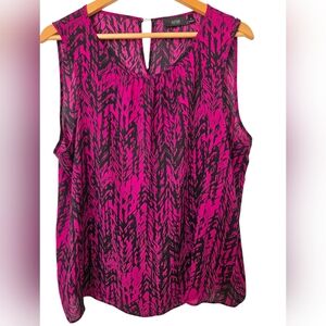 Apt. 9 Vibrant Pink and Black Sleeveless Blouse XL